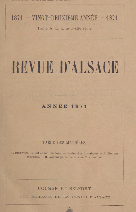 Revue Alsace 1871